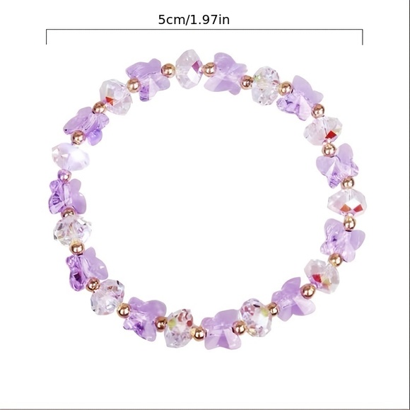 Butterfly Elegance: Crystal Beaded Bracelet with Bohemian Charms - Picture 3 of 6